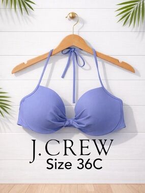 🔥🌺🌴J.Crew Lilac Underwire Bikini Top 36C | Push Up Knot Front Lavender Swim Top
